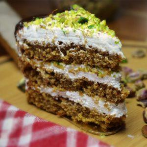 Pistachio Saffron Slice Cake